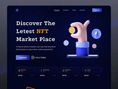 NFT market place home page crypto crypto design crypto page design home page illustration landing landing page design nft nft web ui ux web crypto webdesign website weib