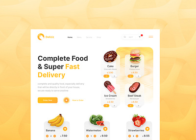Food & Fruit Delivery Landing Page 3d animation application branding delivery design figma food graphic design illustration landing page logo motion graphics orange snack ui uiux user experience ux website