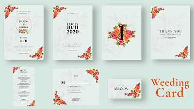 Wedding Card Set branding clean creative creativity design elegant graphic design illustration menu card minimalist modern suite typography wedding wedding card wedding suite