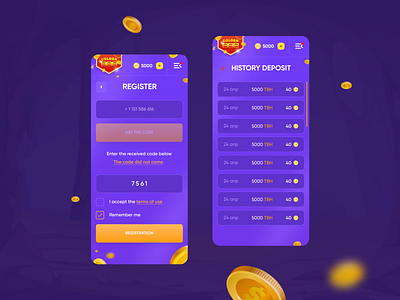 Golden888 - UX / UI | Drawing of certificates bitcoin cash coin crypto dark design gambling game game interface game ui interface mobile design money nft ticket uiux ux web