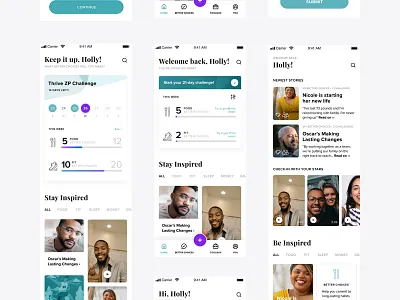 Thrive Global App - Challenge Onboarding app behavior change fitness growth mobile mobile app onboarding thrive global ui ux wellness