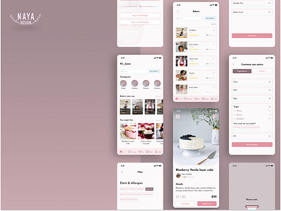 HomeyTaste, Bakery Mobile app app application bakery cake cookie customise customization delivery dessert diet donut food homemade mobile order pastry pickup sweet ui ux