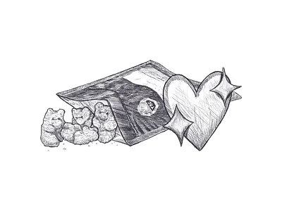 Weed Gummy Bears 420 cannabis drawing gummies gummy bears illustration pencil pencil drawing weed