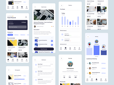Online Course Minimalist clean design course gimmification lms minimalist mobile online course popular simple ui trending ui uiux