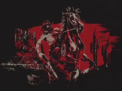 Hi-Ho Silver! band merch cactus country cowboy desert horse illustration outlaw poster spaghetti western texas vintage western