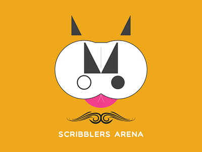 Scribblers Arena affinity designer blog brand identity character community logo composition eyes face graphic design illustration logo design panda panda logo tongue typography website logo writing yellow