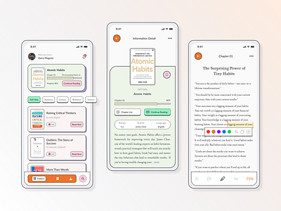 Online Book Reader App app book design mobile onine read typography ui ux