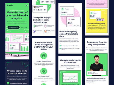 Socio Website Responsive Design analytic landing page management responsive design saas saas landing page social media ui ui ux ui design ux uxdesign visual design web design web ui website