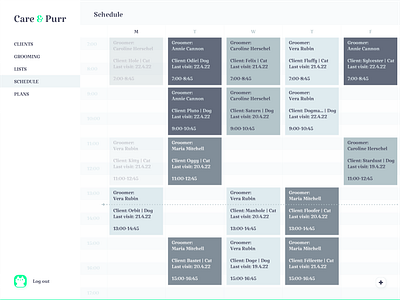 Care & Purr - Pet Grooming Interface - Schedule design graphic design illustration infographics ui ux vector