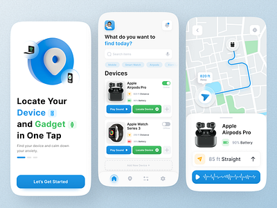 Device Locator Mobile App 3d air tag app design apple clean concept app connection device device locator finder app gps interface ios location map map app minimal mobile ui uiux