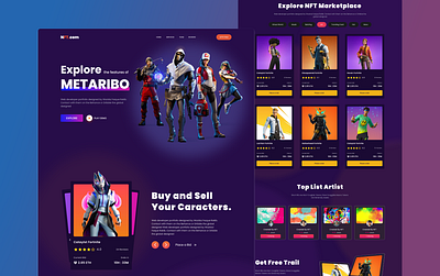 NFT Dark Theme Landing Page UI Design. block chain crypto currency design landing page nft nft landing page nft marketplace nft website ui web design website website design