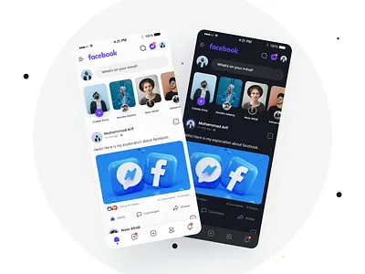 Facebook App Redesigned app ui ux design clean design design facebook facebook redesign fb app homescreen mobile app mockup modern design redesign ui design uidesign uiux
