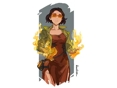 Character study for the "inflamed" character character art character artist character concept character design character illustration character study design digital art digital artist digital illustration elene davitashvili fire illustration oc original character study woman