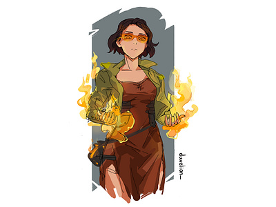 Character study for the "inflamed" character character art character artist character concept character design character illustration character study design digital art digital artist digital illustration elene davitashvili fire illustration oc original character study woman
