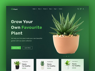 Plant Shop Website Homepage Design botanical gardening green hero section homepage landing page nature nursery plant plant shop plant website plantcare plantlife plantlover social summer ui user interface web website