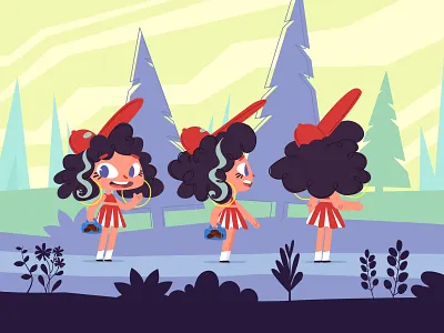 Little Red Baseball Cap 01 baseball cap character cheerleader donut flat girl illustration little red riding hood tale vector woods