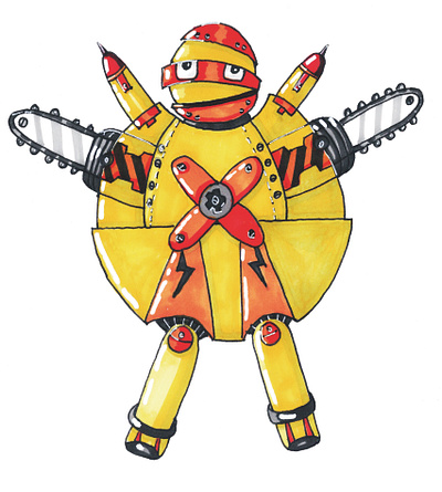 Character Design_Yellow Robot animation cartoon illustration character design childrens illustration hand illustration marker