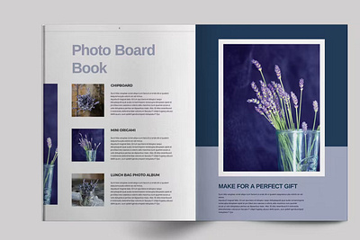 Free Purple Photo Album Layout bleed brand branding brochure business catalog clean clear cool fashion indesign layout magazine magazine template minimal modern print print template purple template