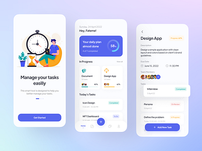 Task Management App - Light Mode android clean daily task design ios minimal mobile app mobile ui productivity project management task task management task manager team to do to do list todo ui ui design