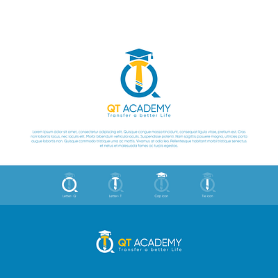 Logo Name: QT Academy animation branding custom logo design flat logo graphic design illustration logo logo design logo maker luxury logo motion graphics