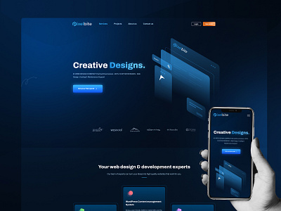 Pixel-bite Landing Page re-design dark landing page dark mobile app dark responsive dark ui dark ux design designer development landing page mobile app mobile design pixelbite saas software development comapany ui design ux design web design web design company website website design