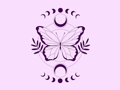 magical butterfly 💫 boho butterfly celestial heavenly illustration leaves linework magical minimalistic moon moonphase mystic mystical spiritual stars tarot tattoo witchcraft witchy
