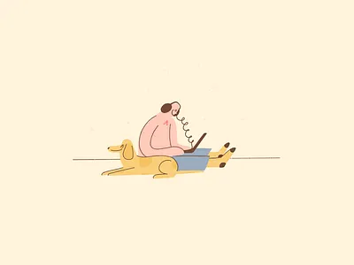 Home Office animal cute design dog happy homeoffice homeworking illustration procreate working