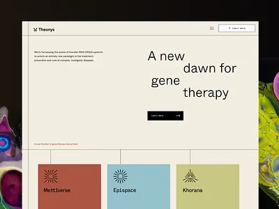 Theonys | Hero 2 brand branding dna health hero identity logo medical medicine medtech rna trna web website