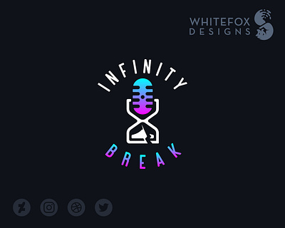 Infinity Break branding clock design hourglass logo microphone sand vector