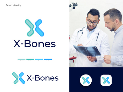 X-Bones anatomy body bones brand identity development brand mark branding doctor ecommerce hospital logo logo design meaningful logo medical logo minimalist logo modern online doctor professional logo startup symbol x letter logo x ray