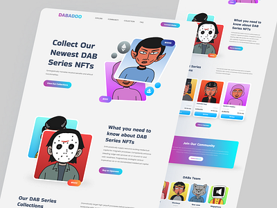 Dabadoo NFT Landing Page cartoon character design illustration landing landing page nft nfts ui web design website