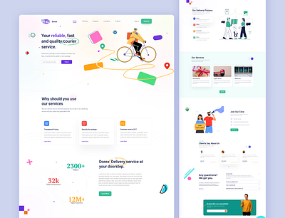 Dorex - Courier Service Landing Page Design cargo courier courier delivery courier service delivery service fastest delivery landing page design logistics shipment transportation ui design uiuxdesign website design website ui