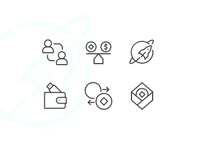 DAO outline icons defi exchange stake swap to the moon wrapped