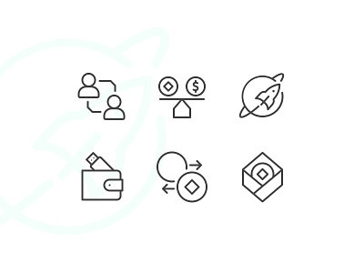 DAO outline icons defi exchange stake swap to the moon wrapped