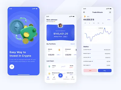 Cryptocurrency App app bitcoin crypto cryptocurrency ethereum finance fintech ios mobile app ui ux wallet