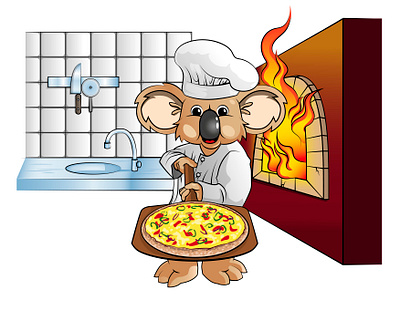 Pizza koala graphic design illustration insurance koala pizza vector