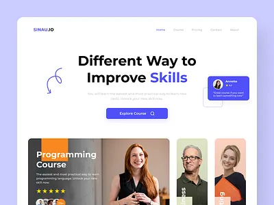 SINAU.IO - Online Course Landing Page app class clean coding course design explorations landing minimal online ui web website