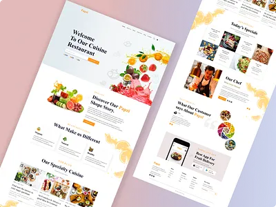 PapZi restaurant website UI burger dokan food food landing pizza restaurant web template
