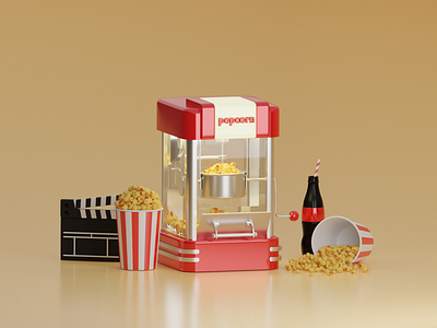 popcorn 3d adobe art artwork design dribbble illustration popcorn