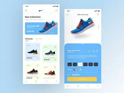 Shoes app air app dark theme e commerce ecommerce green ios mobile nike run shoes shop sport store ui concept