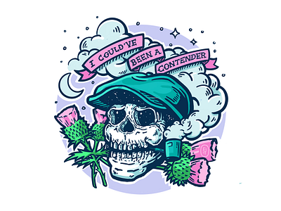 Could've Been A Contender anthem band design gaslight illustration lyrics music procreate skull thistles