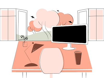 View from desk 2d adobe adobe illustrator character design digital illustration flat illustration illustrator vector