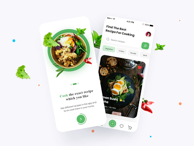 Recipe App Design clean design cooking app design cooking recipe app design food app design food recipe app design fresh design mobile app mockup recipe app recipe cooking app ui ux design ui design uidesign uiux