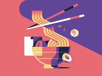 Food series - Ramen character colors design food geometric gradient illustration japan ramen recipe