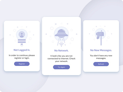 User Feedback - Empty States buttons cards clean connection lost empty empty screen empty state illustration empty states emptystate figma illustration illustration feedback no message ui design user feedback ux design