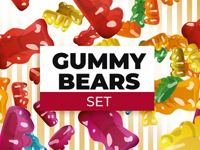Gummy Bears set. background branding candy gummy bear illustration seamless pattern sweets vector