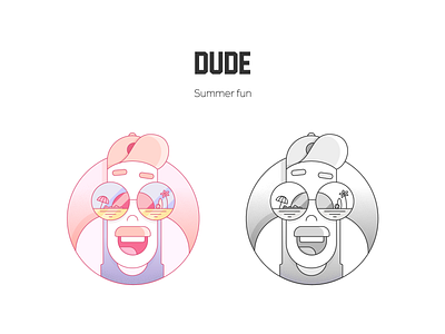 DUDE I summer fun avatar beach character design detail grayscale illustration outline pfp summer