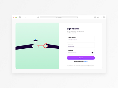 WIP - Sign up artwork design illustration popup register signup ui ux web