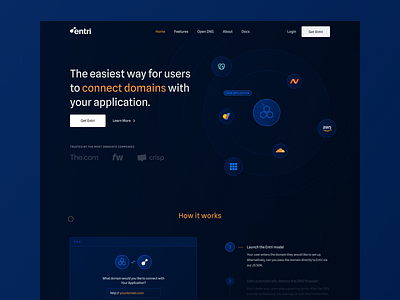 Entri App | Website animation branding dark mode design design studio domains hero hero section illustration landing page logo motion graphics sci fi servers tech ui web app