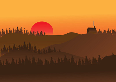 SUNSET adobe illustrator digital illustration digitalart graphic design illustration illustrator landscape mountains sunset sunsetview vector view work working space